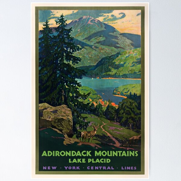 Item preview, Adirondack Mountains retro poster designed and sold by CorasPosters.