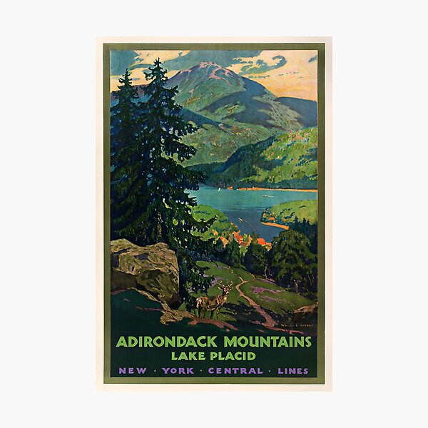 Aperçu de l'œuvre Adirondack Mountains poster retro créée et vendue par CorasPosters.