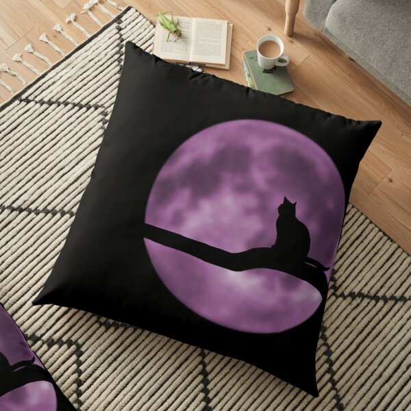 Black Cat Silhouette Floor Pillow