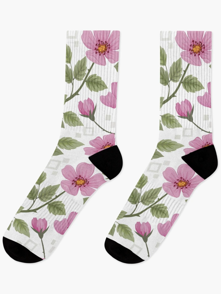 Imagen 1 de 5, Calcetines con la obra Pink Roses, diseñada y vendida por mischellero.