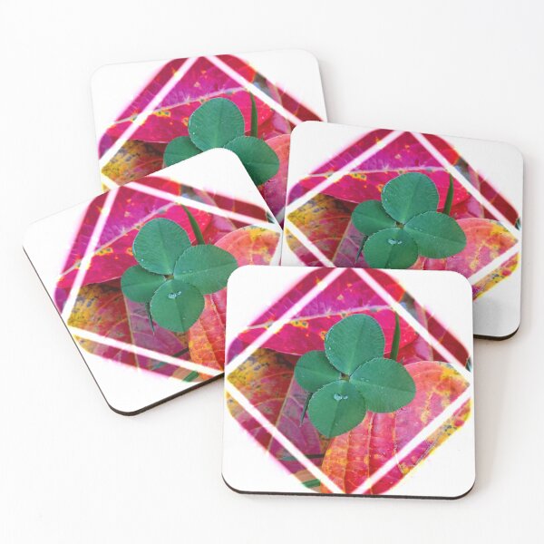 Item preview, Four Leaf Clover in Red Fall Leaves designed and sold by rdowerarts.