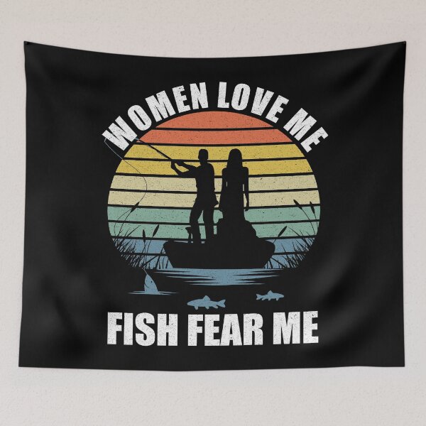 Item preview, Women Love Me, Fish Fear Me Retro Sunset designed and sold by RandomStuffShop.