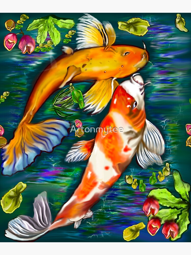 "Best fishing gifts for fish lovers 2022. Koi fish pair couple swimming