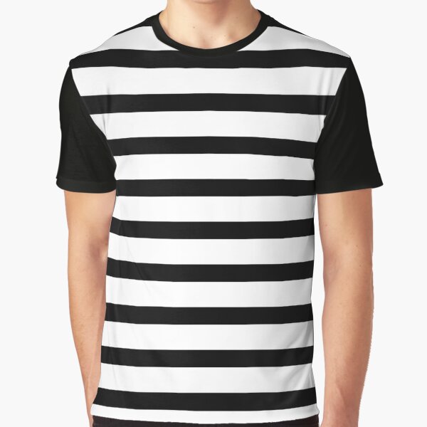 Black And White Striped Graphic T-Shirt