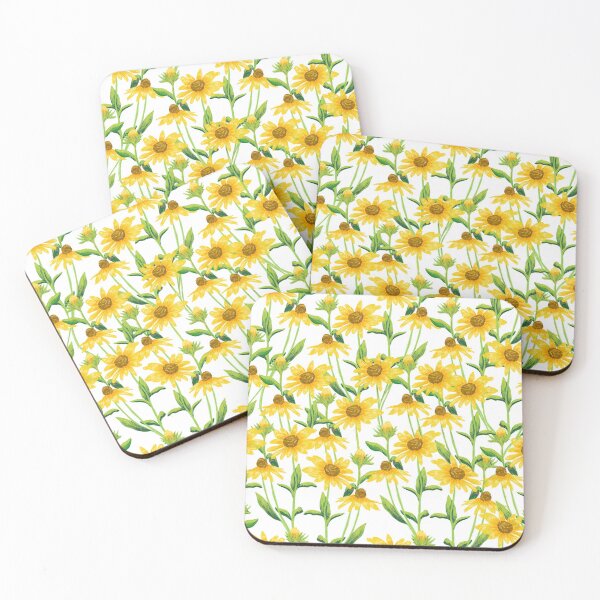 Sunflower floral print Coasters (Set of 4)
