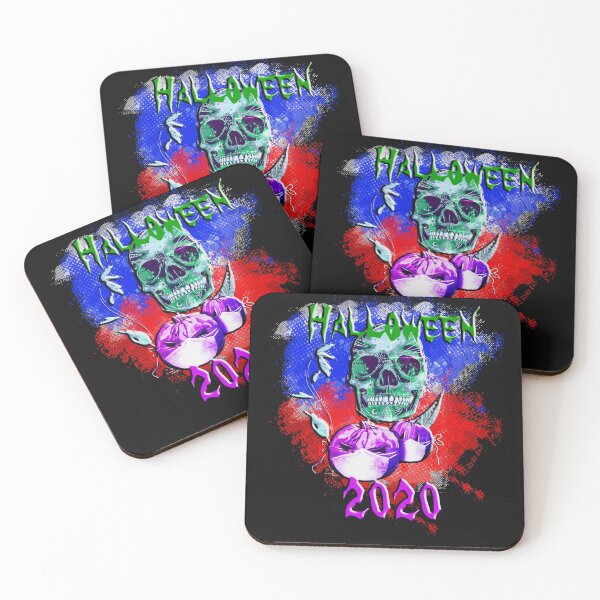 Item preview, Red Blue Halloween 2020 masked pumpkins designed and sold by goedesign.