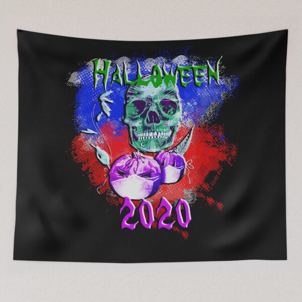 Item preview, Red Blue Halloween 2020 masked pumpkins designed and sold by goedesign.