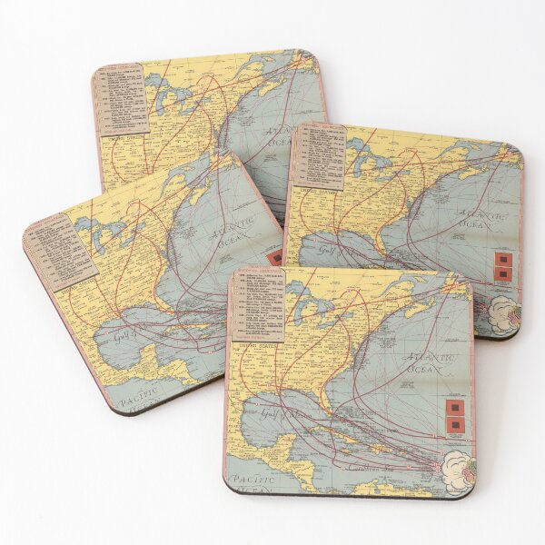 Item preview, 1945 Vintage Hurricane Map of North America designed and sold by Gin  Neko.