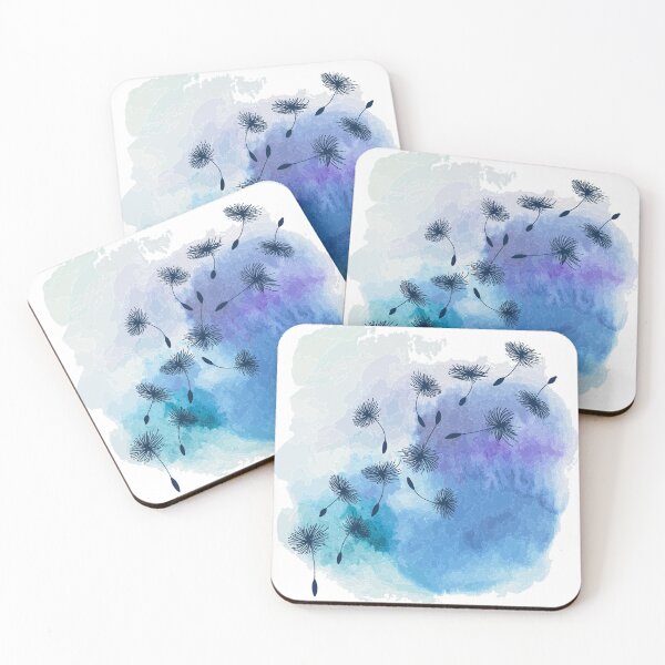 Item preview, Blue Dandelion Seeds on Watercolor designed and sold by ittybittyowl.