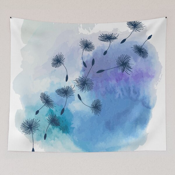 Item preview, Blue Dandelion Seeds on Watercolor designed and sold by ittybittyowl.