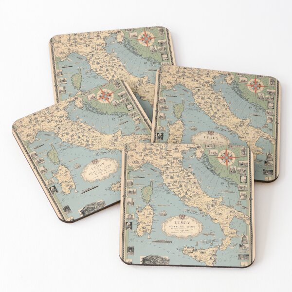 Item preview, 1935 Vintage Map of Italy and Vatican City designed and sold by Gin  Neko.