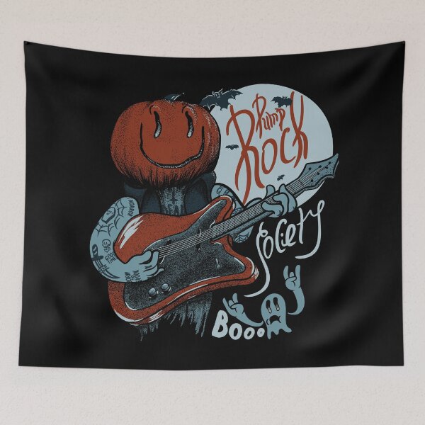 Item preview, Pump Rock Society - Halloween Pumpkin Playing Guitar - Quarantine 2020 | Spooky Sheet Faced Ghost | Full Moon Saturday | Doom | Spooky all year round (Blue) designed and sold by Any Color Designs.