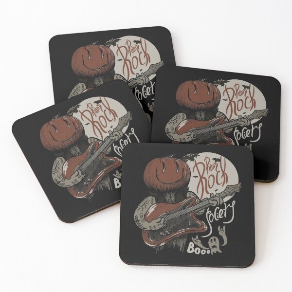 Item preview, Pump Rock Society - Halloween Pumpkin Playing Guitar - Quarantine 2020 | Spooky Sheet Faced Ghost | Full Moon Saturday | Doom | Halloween all year round (BW) designed and sold by Any Color Designs.