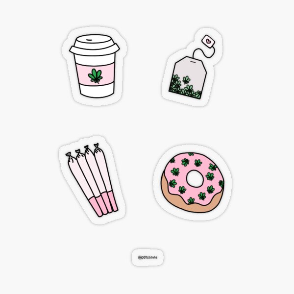 Artikel-Vorschau von Wake and Bake Süßes Stoner Girl Cannabis Stickerblatt, designt und verkauft von p0tstitute.