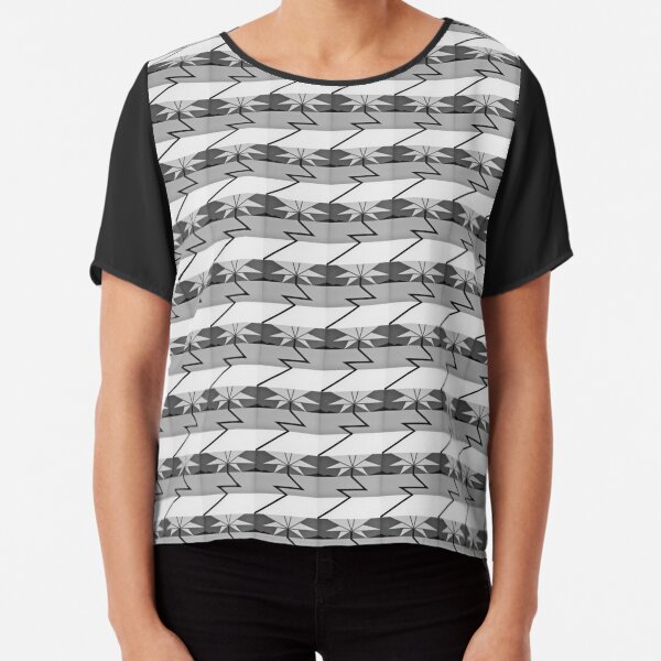 ELECTRIC PALM TREE - Surf Art Design (Black&White) - scroll down Chiffon Top