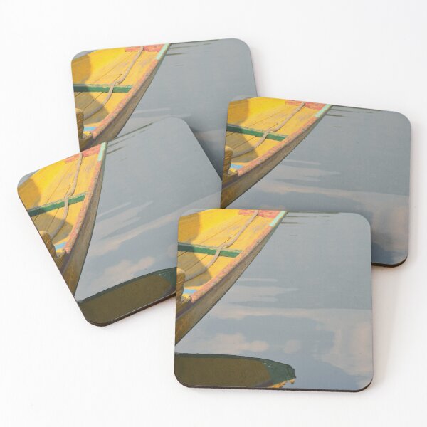 Item preview, The prow of a yellow wooden boat and its reflection. designed and sold by EAnneH.