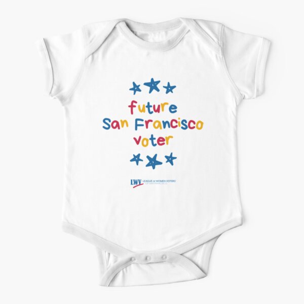 Future San Francisco Voter for babies and kids - primary colors text Short Sleeve Baby One-Piece