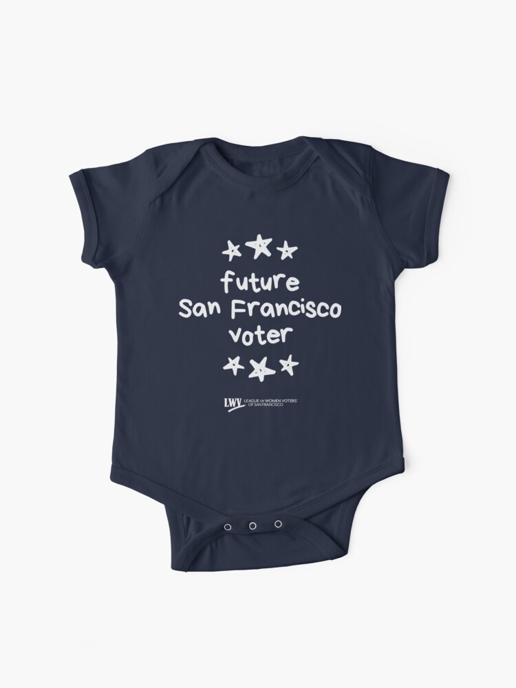 Thumbnail 1 of 2, Baby One-Piece, Future San Francisco Voter for babies and kids - white text designed and sold by LWVSF.