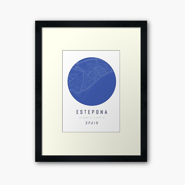 Estepona Spain Map Artwork Print Framed Art Print
