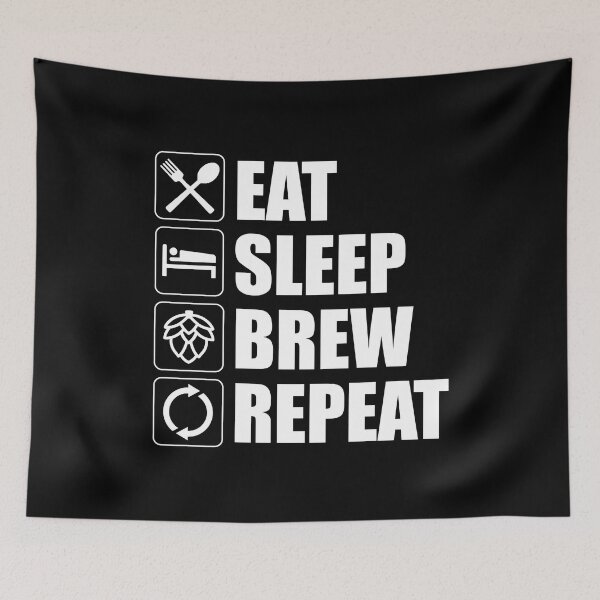 Item preview, Eat Sleep Brew Repeat Funny Beer Home Brewing designed and sold by Cat Lady Designs.