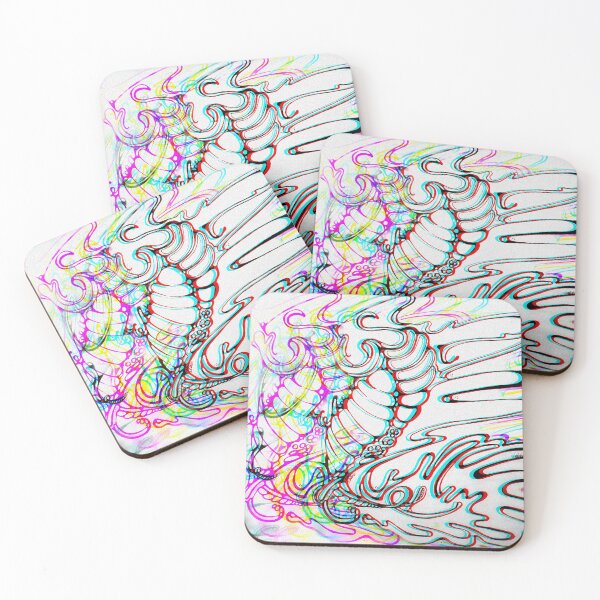 Artikelvorschau, Helle Neon Trippy Octopus und Fisch Tentakel Tintenfisch entworfen und verkauft von iamstevivaughn.