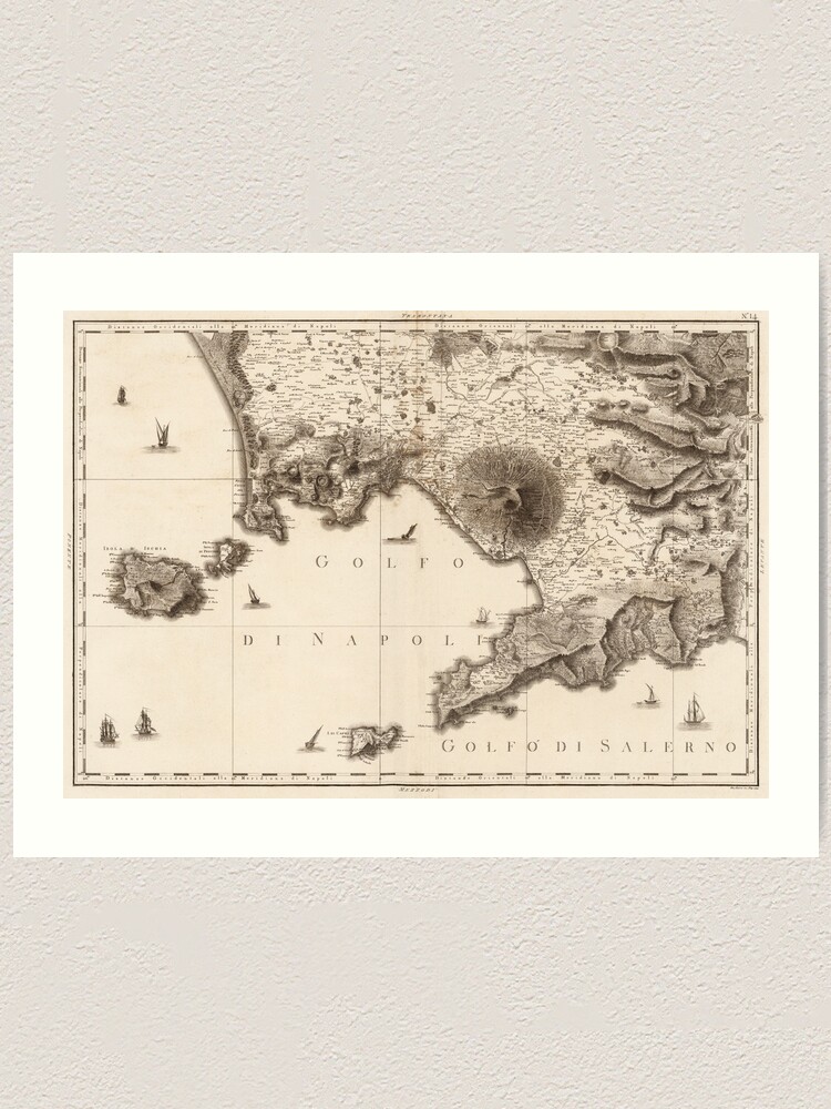 1794 Vintage Map of Napoli, Ischia, Procida, Capri, Salerno in Italy Art  Print for Sale by Gin Neko