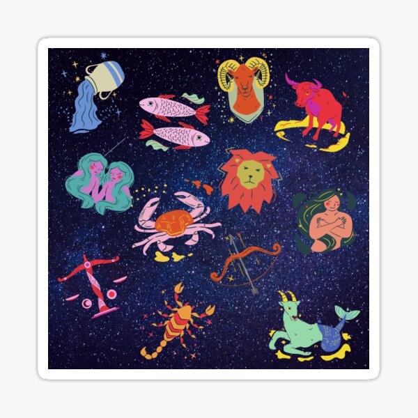 Astrology Signs Night Sky and Small Stars Sticker