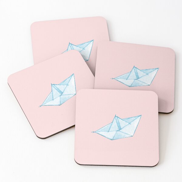 Item preview, just a little boat - light blue on pink bg - watercolor by Tizi Graphics designed and sold by TiziGraphics.