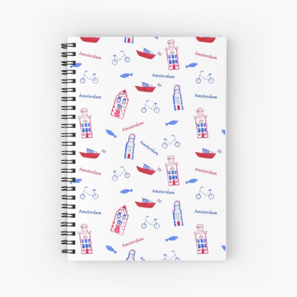 stylized watercolor pattern Amsterdam Spiral Notebook