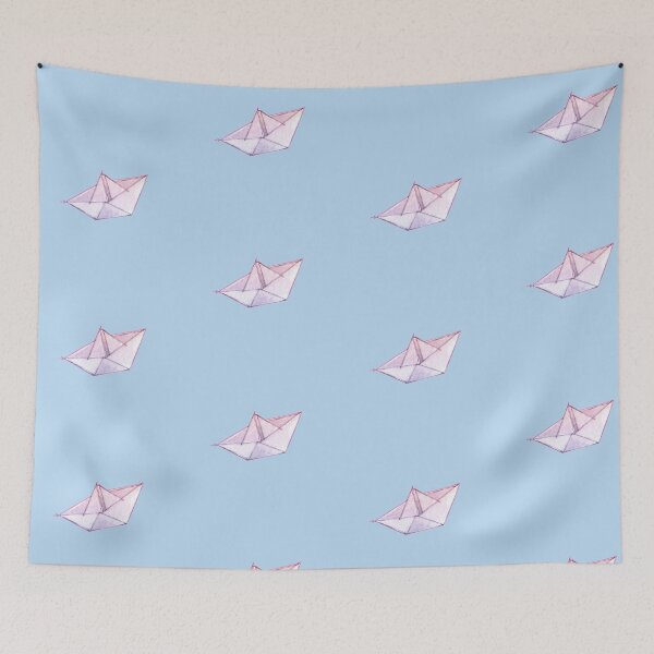 Item preview, just a little boat - pink on light blue bg - watercolor by Tizi Graphics designed and sold by TiziGraphics.