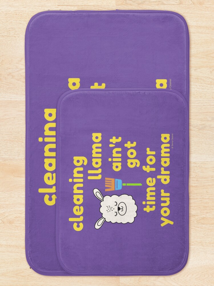 Alternate view of Cleaning Llama, Cleaning Crew Humor, Busy Mom Housework Bath Mat