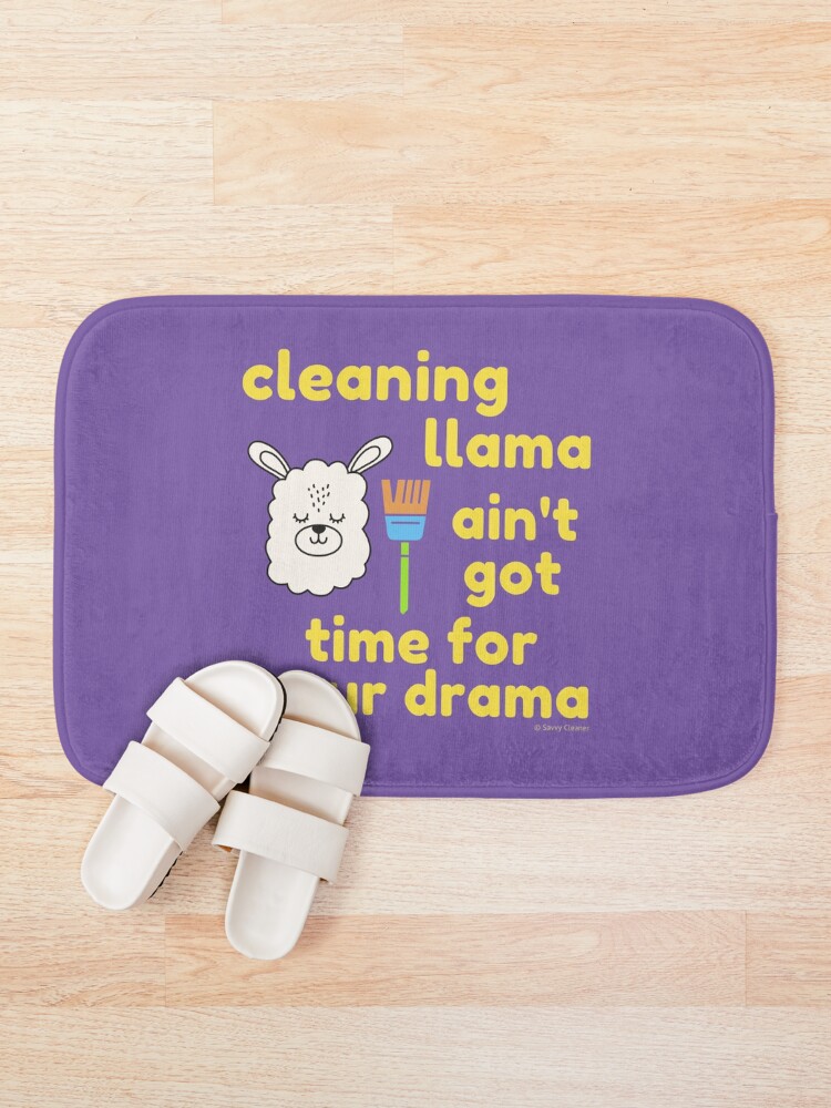 Alternate view of Cleaning Llama, Cleaning Crew Humor, Busy Mom Housework Bath Mat
