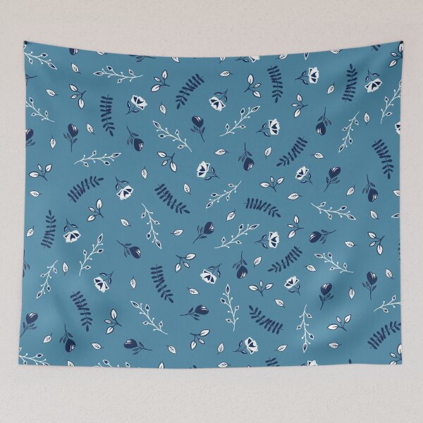 Aperçu de l'œuvre Joli motif floral de griffonnage (bleu) créée et vendue par . l i m o n a d e . c r e a t i o n s ..
