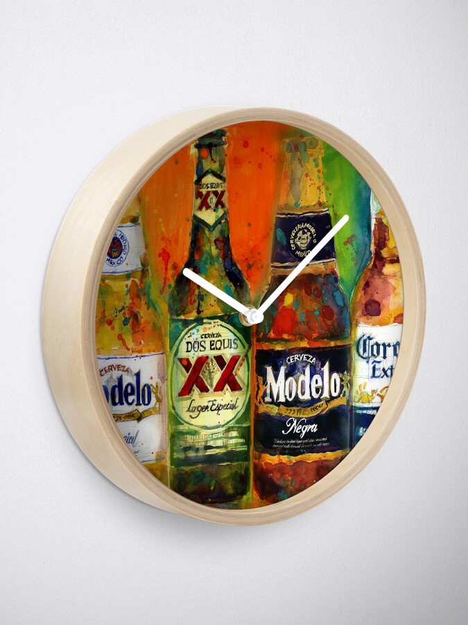 Mexikanische Biere Helle Farben Bar Deco Uhr Von Dfrdesign Redbubble