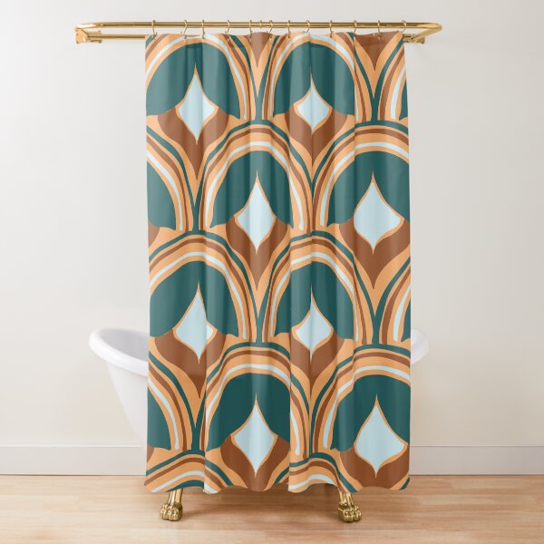 Abstract 1970s Flower Shower Curtain