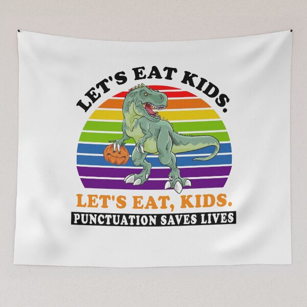 Aperçu de l'œuvre Mangeons les enfants La ponctuation sauve des vies Grammaire des dinosaures Citrouille créée et vendue par fourstripes.