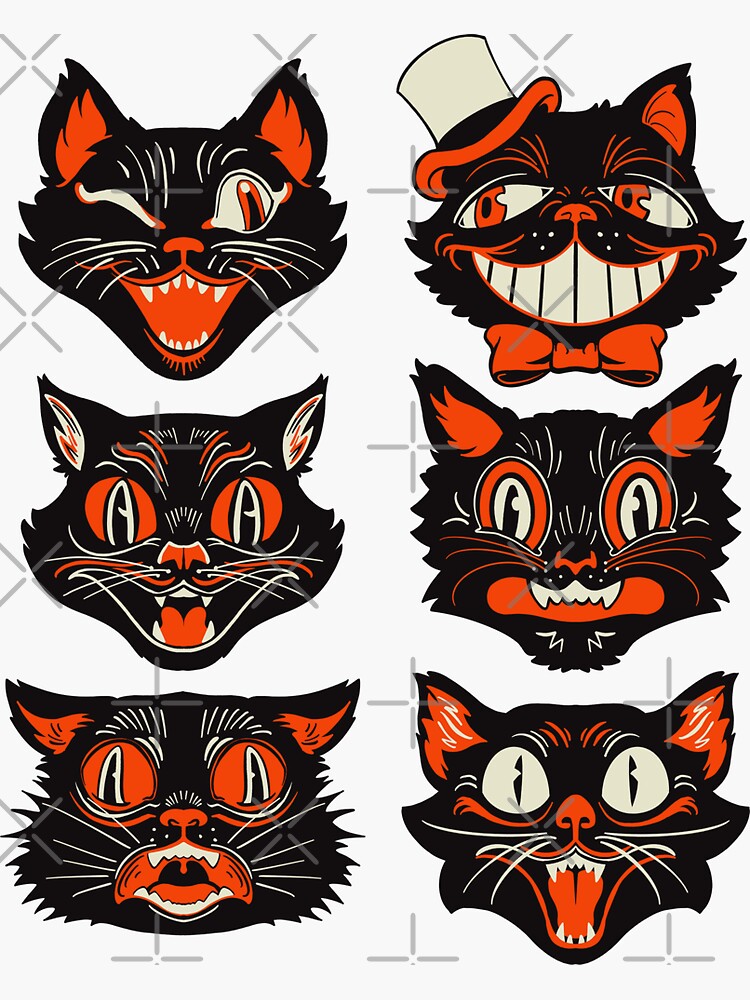 Scary Black Cat Halloween Stickers