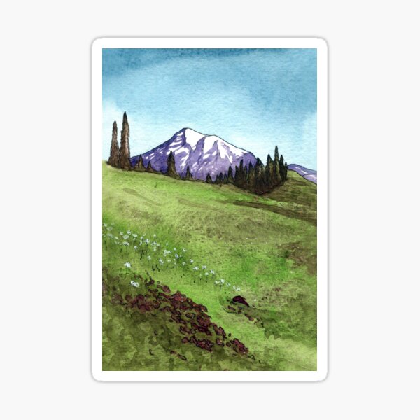 Alpine Meadow Mount Rainier Sticker