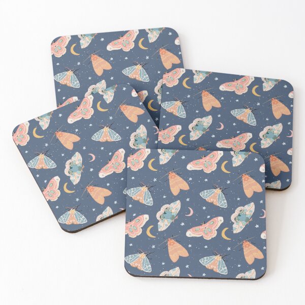 Item preview, Moth & Moons Pattern - Midnight Blue designed and sold by hellocando.