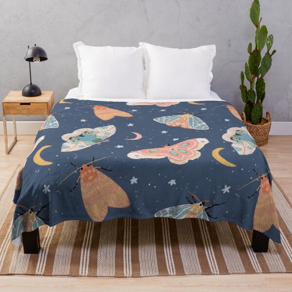 Item preview, Moth & Moons Pattern - Midnight Blue designed and sold by hellocando.