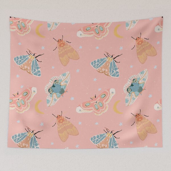 Item preview, Moths & Moons Pattern - Light Pink designed and sold by hellocando.