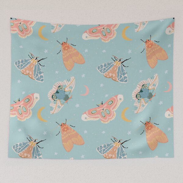 Item preview, Moths & Moons Pattern - Light Blue designed and sold by hellocando.