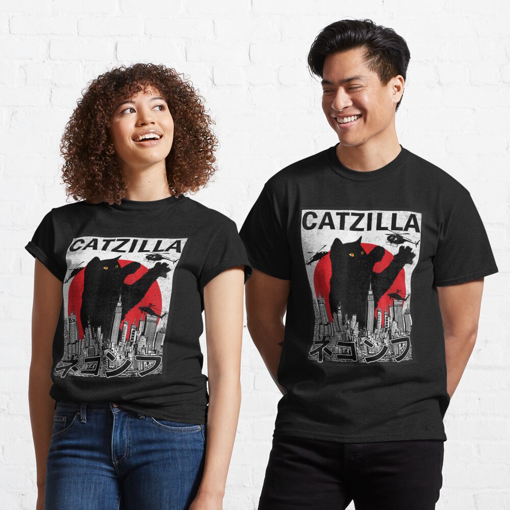 Discover Catzilla Japanese Vintage Sunset T-Shirt