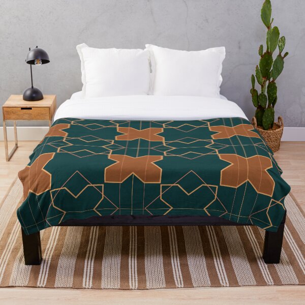 Geometric Sunset Moroccan Tiles Throw Blanket