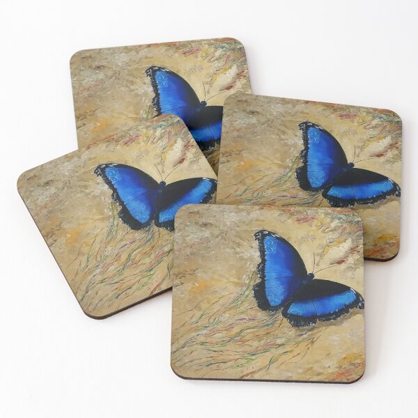 Item preview, blue butterfly in flight metamorphosis transformation from caterpillar to butterfly designed and sold by LumiSoleil.