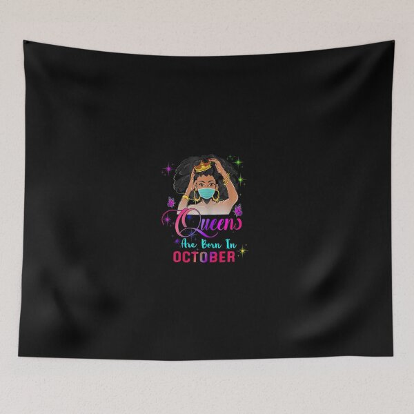 Item preview, Womens Queens Born October Black Girl Virgo Libra Birthday Mask T shirt designed and sold by ekm2766.