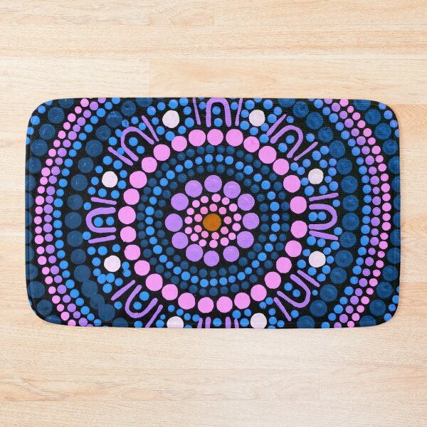Item preview, Australian Aboriginal Art Dot Painting Mandala Pink and Purple designed and sold by GhostGumDesigns.