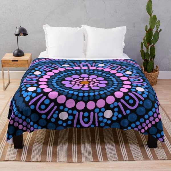 Item preview, Australian Aboriginal Art Dot Painting Mandala Pink and Purple designed and sold by GhostGumDesigns.