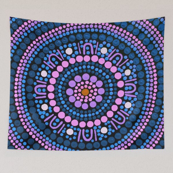 Item preview, Australian Aboriginal Art Dot Painting Mandala Pink and Purple designed and sold by GhostGumDesigns.