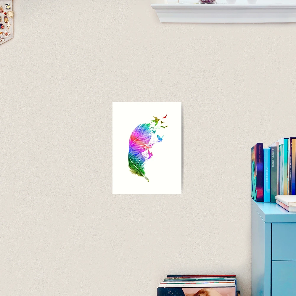 Rainbow Bird Feather Art Print for Sale by Kelly Janosko Kelly Janosko